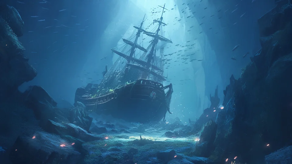 沈没船のアクアリウム