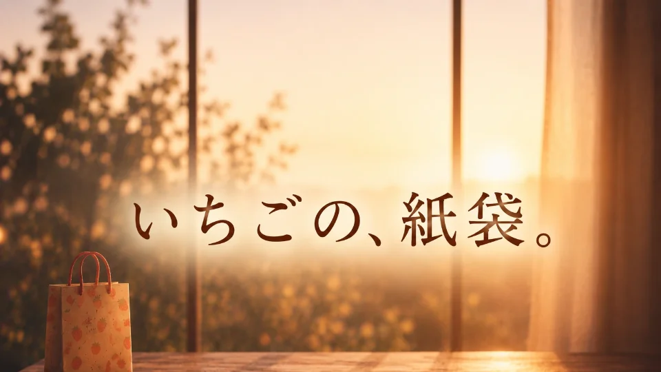 いちごの、紙袋。