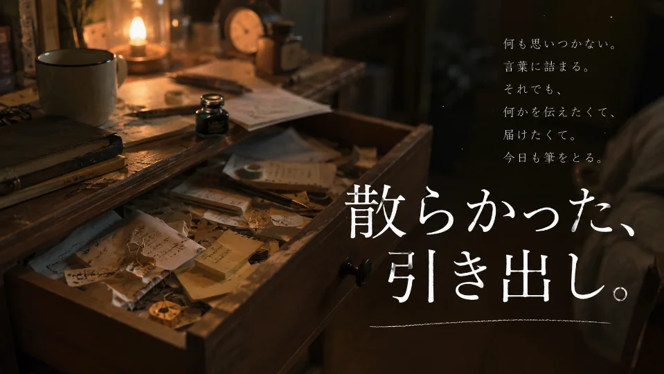 散らかった、引き出し。