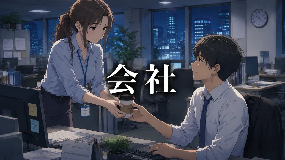 会社【珈琲を渡す女性社員】