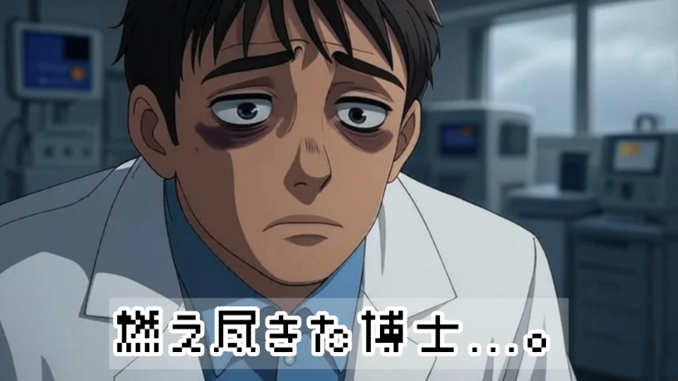 「燃え尽きた博士...。」