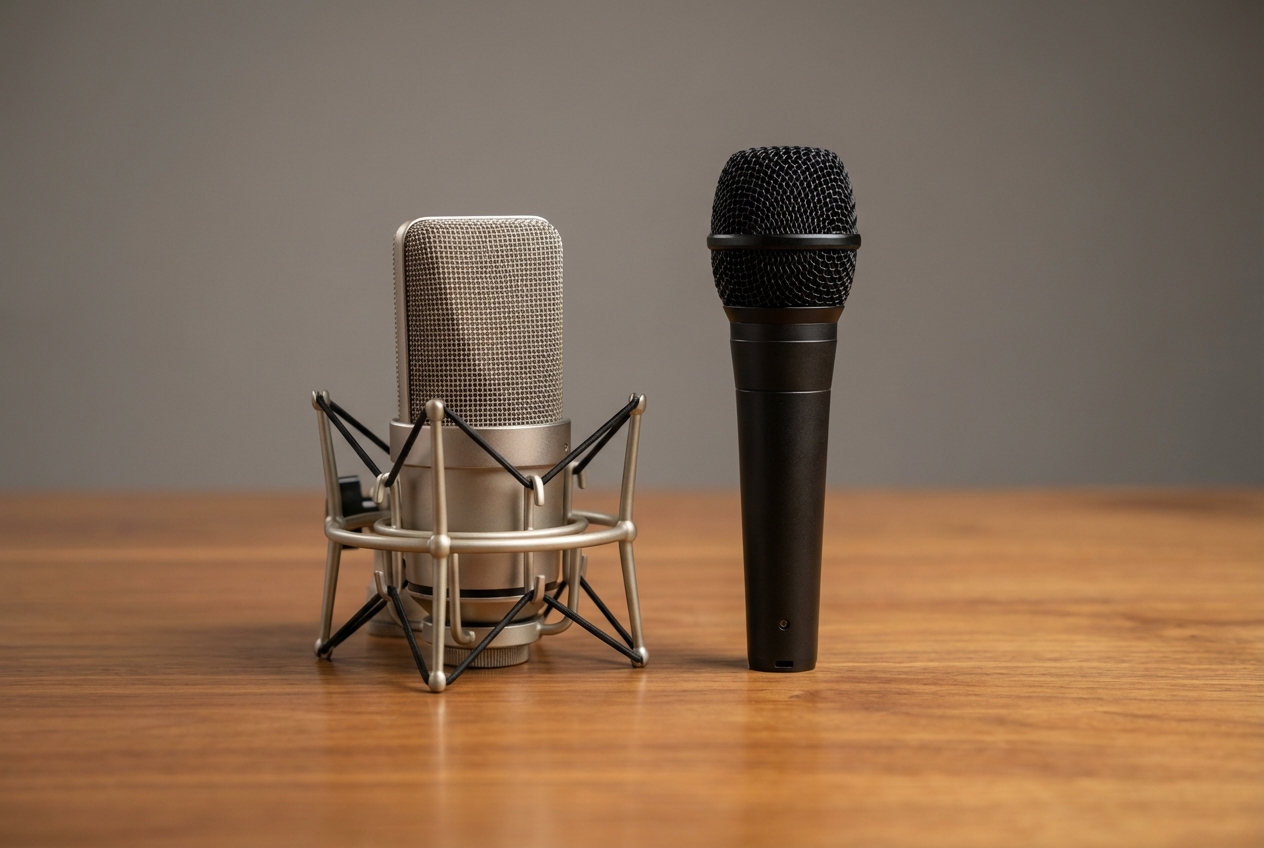 左がコンデンサー、右がダイナミック。見た目だけでは分かりにくいが性能はかなり違う