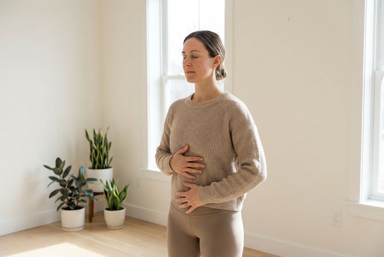 静かな部屋でテキストを手に朗読練習をしている様子
