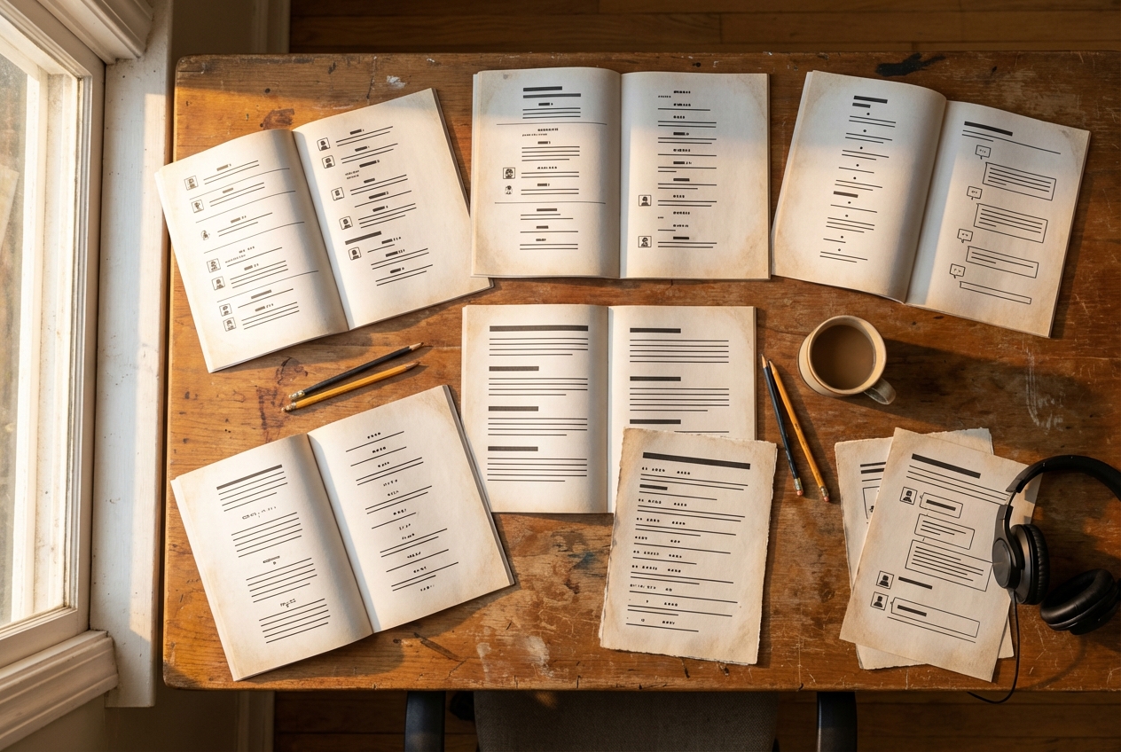 スマホの画面でフリー台本を探しているところ