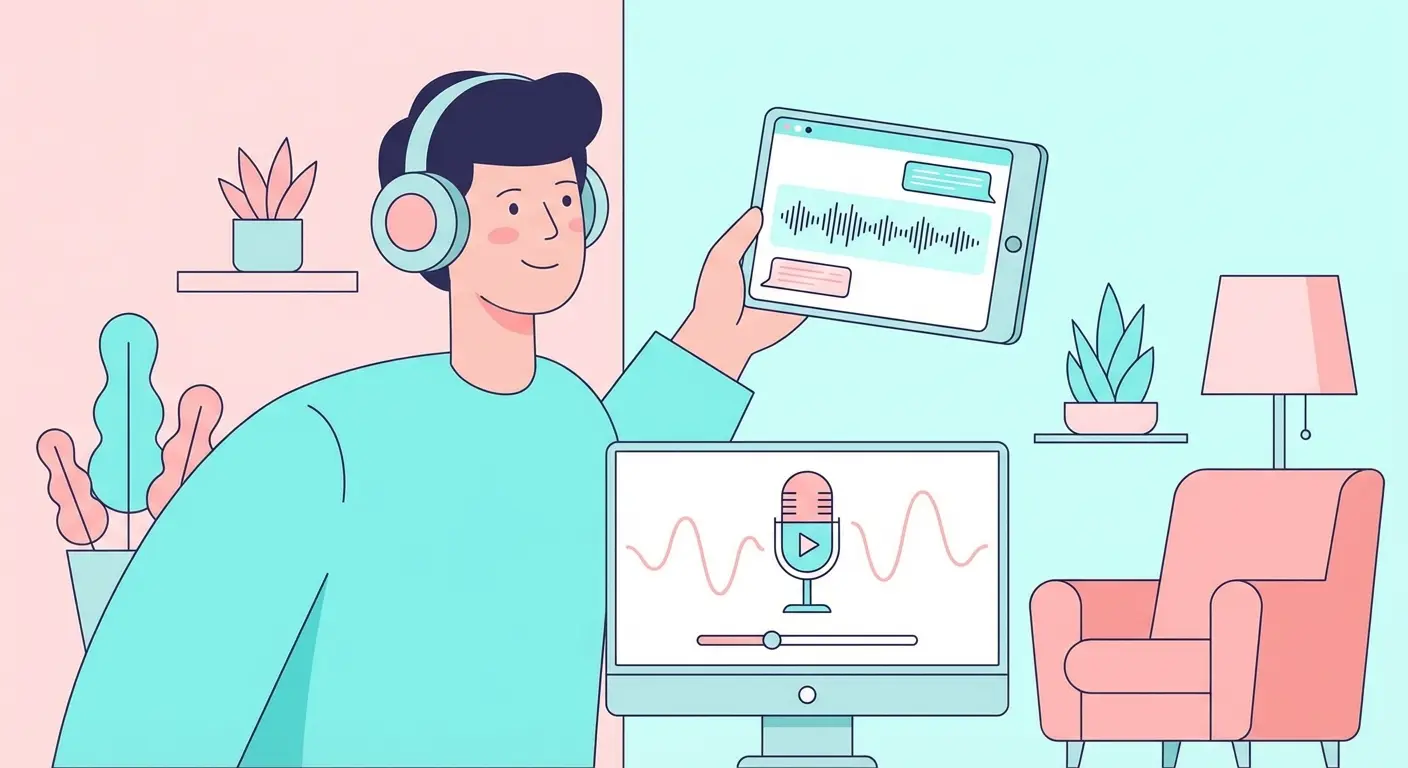 Discordの画面を開きながらオンラインで声劇を配信している様子